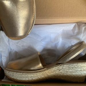 Kenneth Cole gold leather espadrille sandal